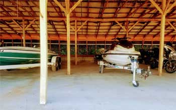 Under roof boat storage in Blairsville, Georgia