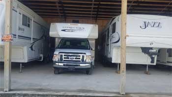 RV stored under roof